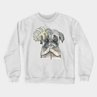 Dog with monstera leaf Crewneck Sweatshirt